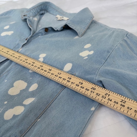 Entro Bleached Splatter 100% Cotton Oversized Denim Button Down Shirt Small - Picture 4 of 7